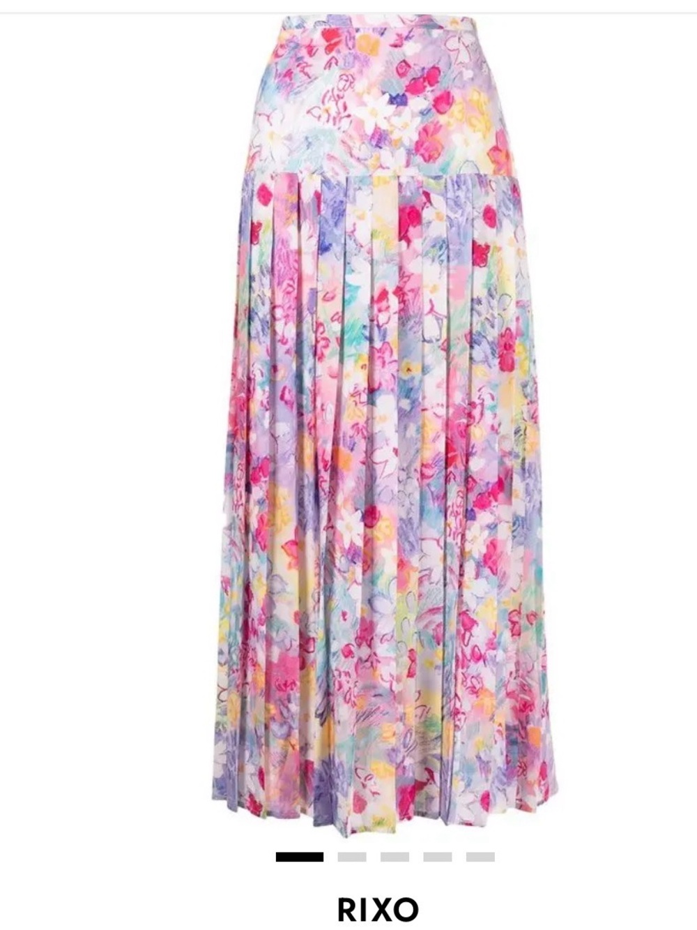 RIXO Pastel Floral Pleated Maxi Skirt